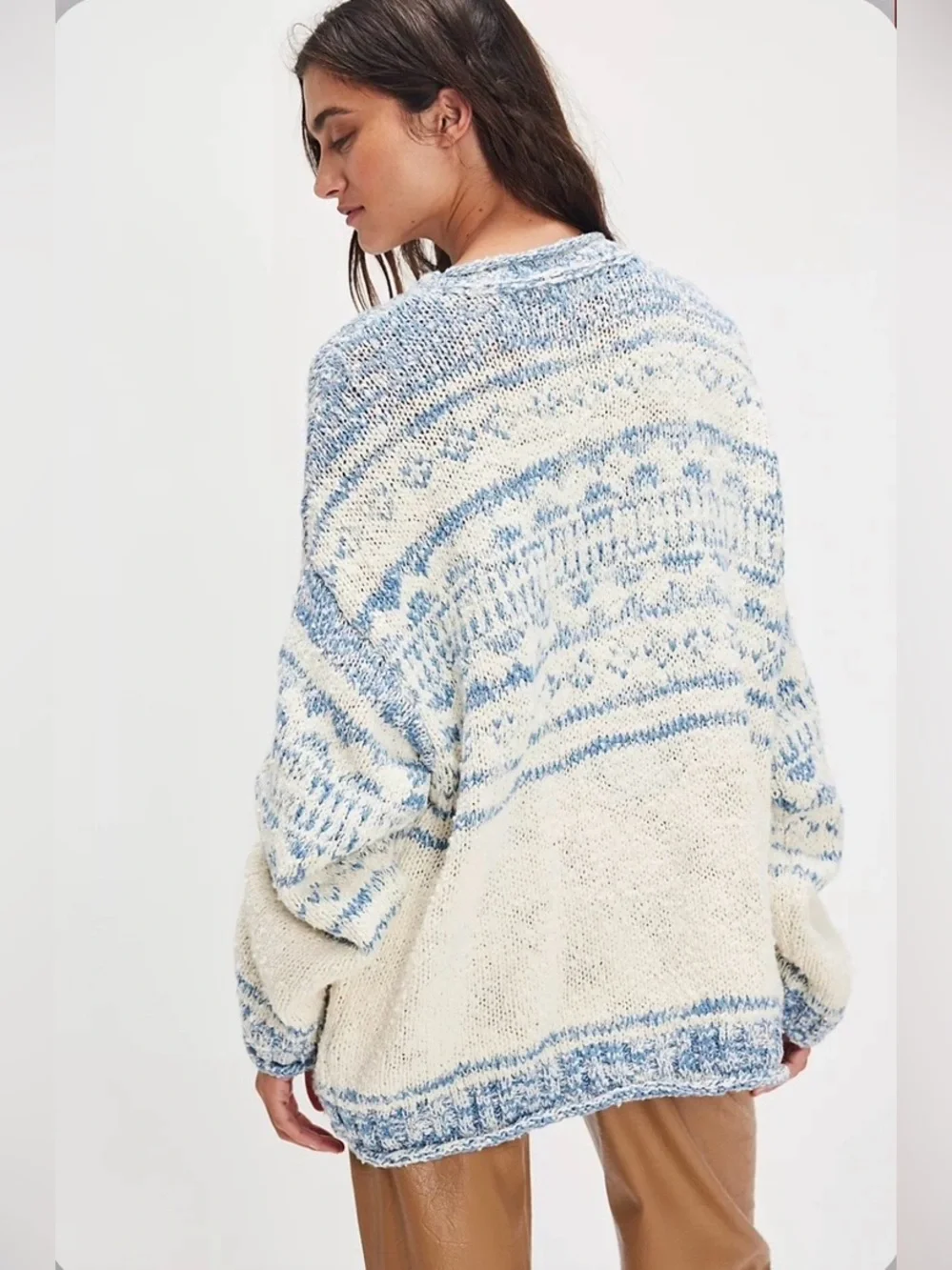 ▪️NWT Free People Cotton Dani Pattern Sweater - Cloud Combo